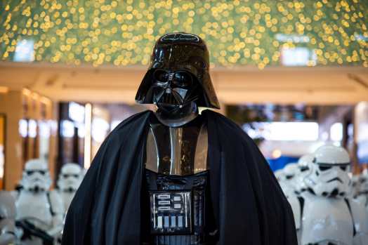Darth Vader stadning in front of stormtroopers